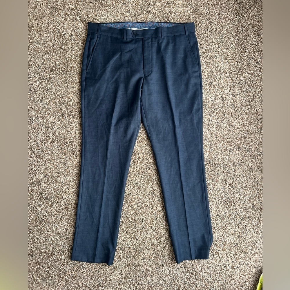 Original Penguin Blue Slim Straight Dress Pants